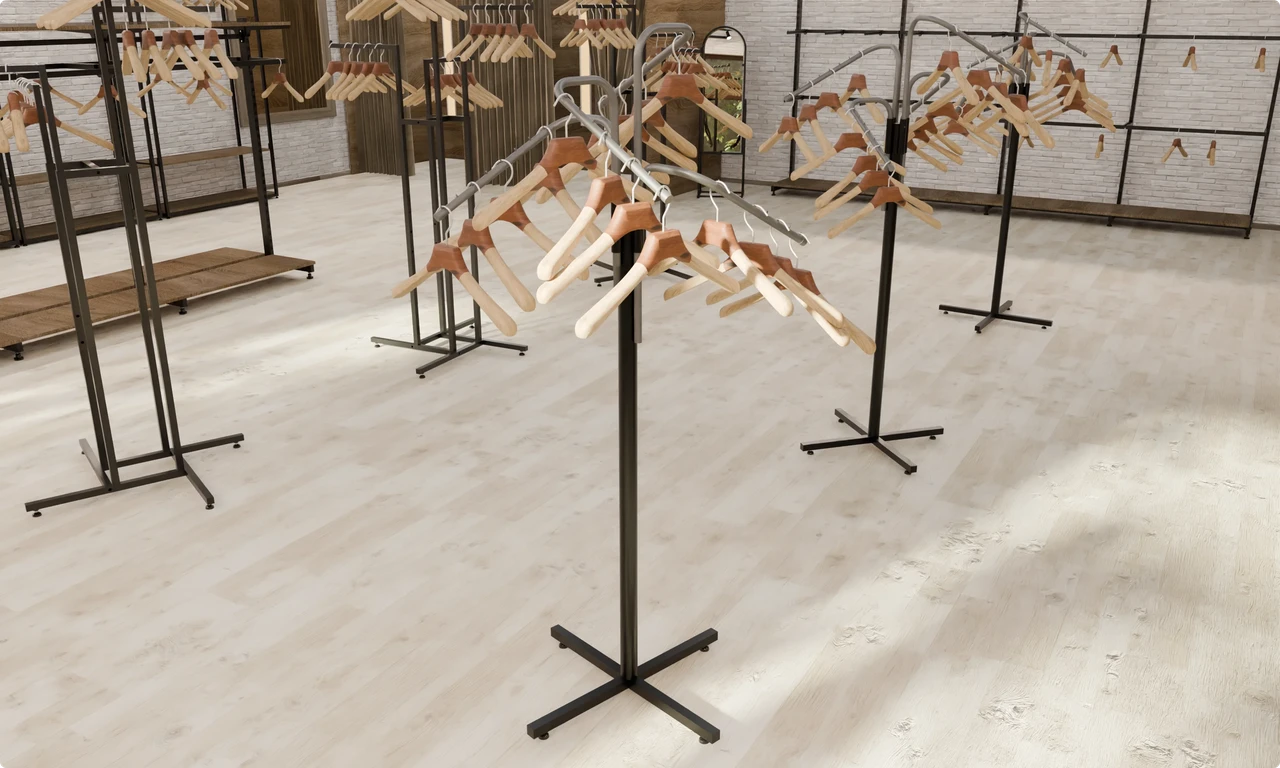 Візуалізація установки обладнання для магазину одягу Візуалізація установки обладнання для магазину одягу