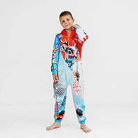 Кигуруми детский пижама плюшевый велюр Снежные олени на рост 116 см