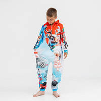 Кигуруми детский пижама плюшевый велюр Снежные олени на рост 140 см