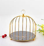 Органайзер полиця для косметики під мармур. Етажерка підставка для парфумерії Чорна із золотим, фото 3