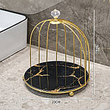 Органайзер полиця для косметики під мармур. Етажерка підставка для парфумерії Чорна із золотим, фото 2