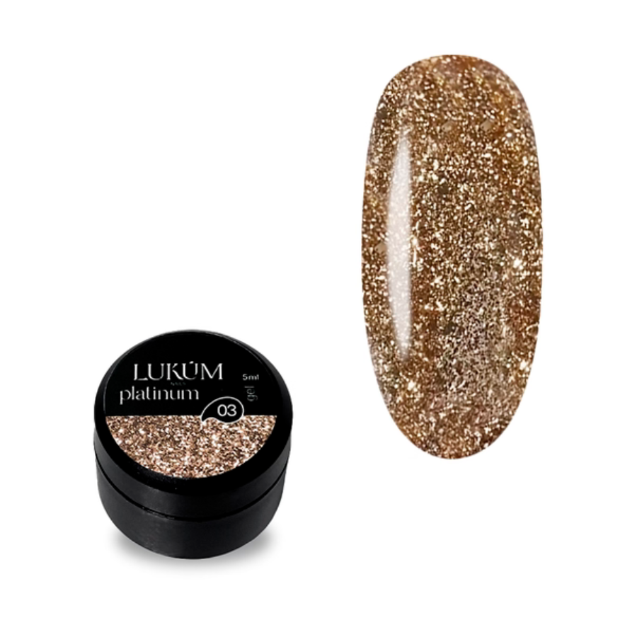 Гель для нігтів глітерний Lukum  Platinum Gel №03 5 мл, фото 1