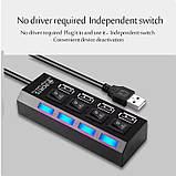 USB 2.0 HUB (концентратор) 4 порти із зовнішнім блоком живлення чорний, фото 3