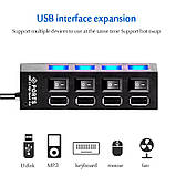 USB 2.0 HUB (концентратор) 4 порти із зовнішнім блоком живлення чорний, фото 4