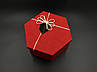 Коробка подарункова шестикутна з бантиком. 3шт/комплект. Колір червоний. 19х10см., фото 2