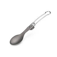 Ложка складана з титану Naturehike Titanium NH19C001-J сіра з мішечком