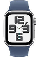 Apple Watch SE 2 2024 GPS 44mm Silver Aluminium Case with Denim Sport Band S/M MXEQ3