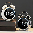 Годинник круглий 11.5 см настільний цифровий електронний LED з будильником на батарейці АА Lugi HP223, фото 4