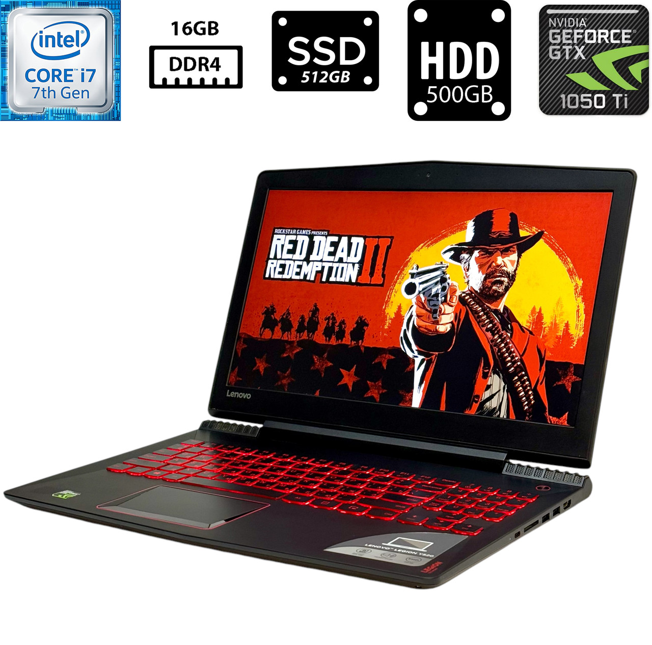 Ноутбук Lenovo Legion Y520-15IKBN/15.6" IPS 1920x1080/Core i7-7700HQ 2.80GHz/16GB/SSD 512GB+HDD 500GB/NVIDIA GTX 1050 Ti 4GB Б/В