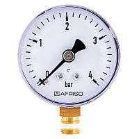 Манометр для тиску води AFRISO RF на 4 бари з нижнім підключенням 1/4" Ø63 мм 63512
