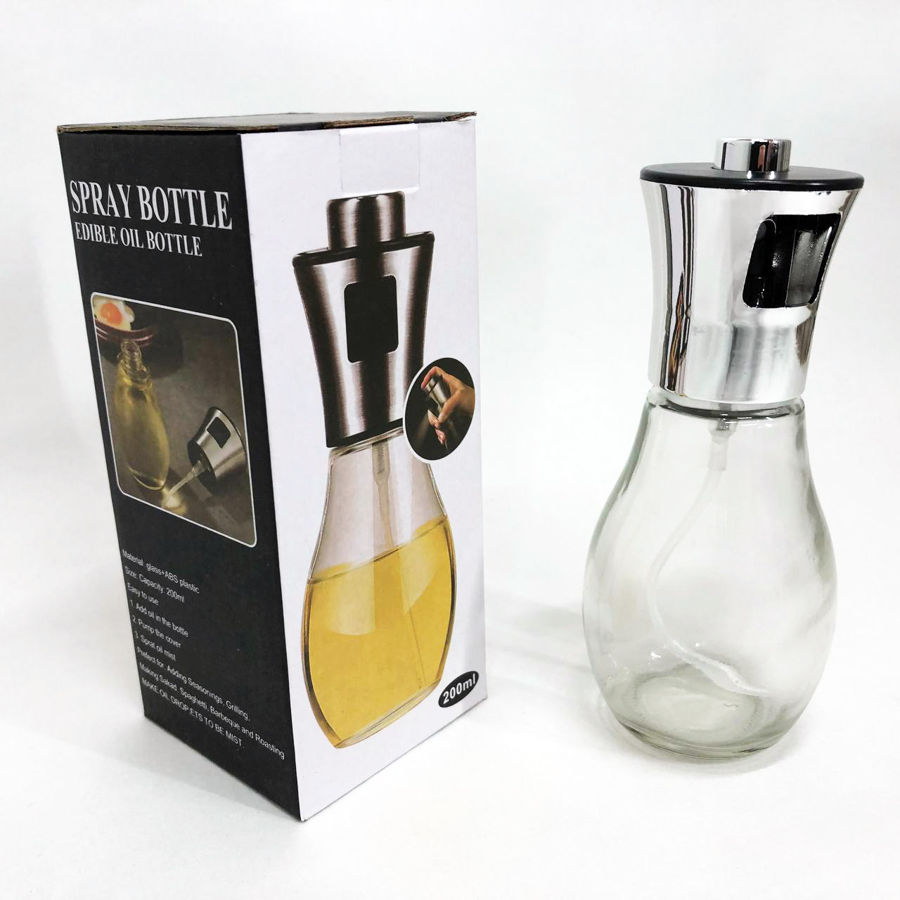 Дозатор для олії Benson Big 200 мл, Олія та оцет дозатори, Скляний розпилювач для олії ZV-85, фото 1