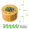 Набір для риболовлі, повідки з гачками 7 х 13 мм, грузила, вертлюги та п'ять сигналізаторів-дзвіночків, фото 2