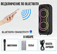 Музична колонка з бездротовим мікрофоном та пультом ZQS8210 Bluetooth, фото 6