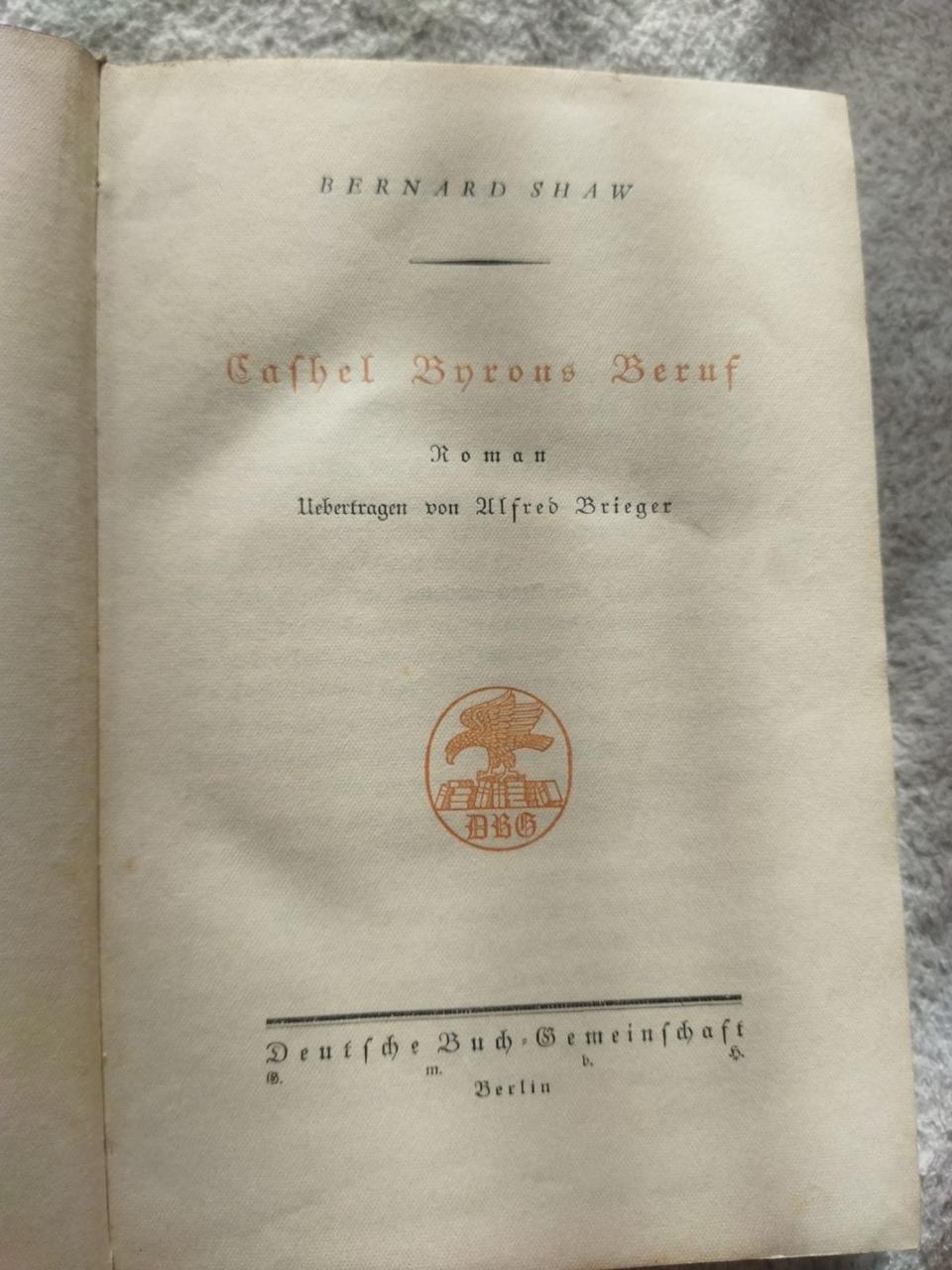 Bernard Shaw Cashel Byrons Beruf німецькою мовою Старе видання.