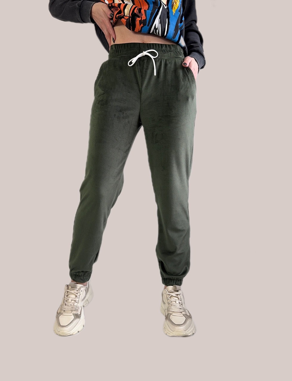 Батальні велюрові штани, № 170 хаки