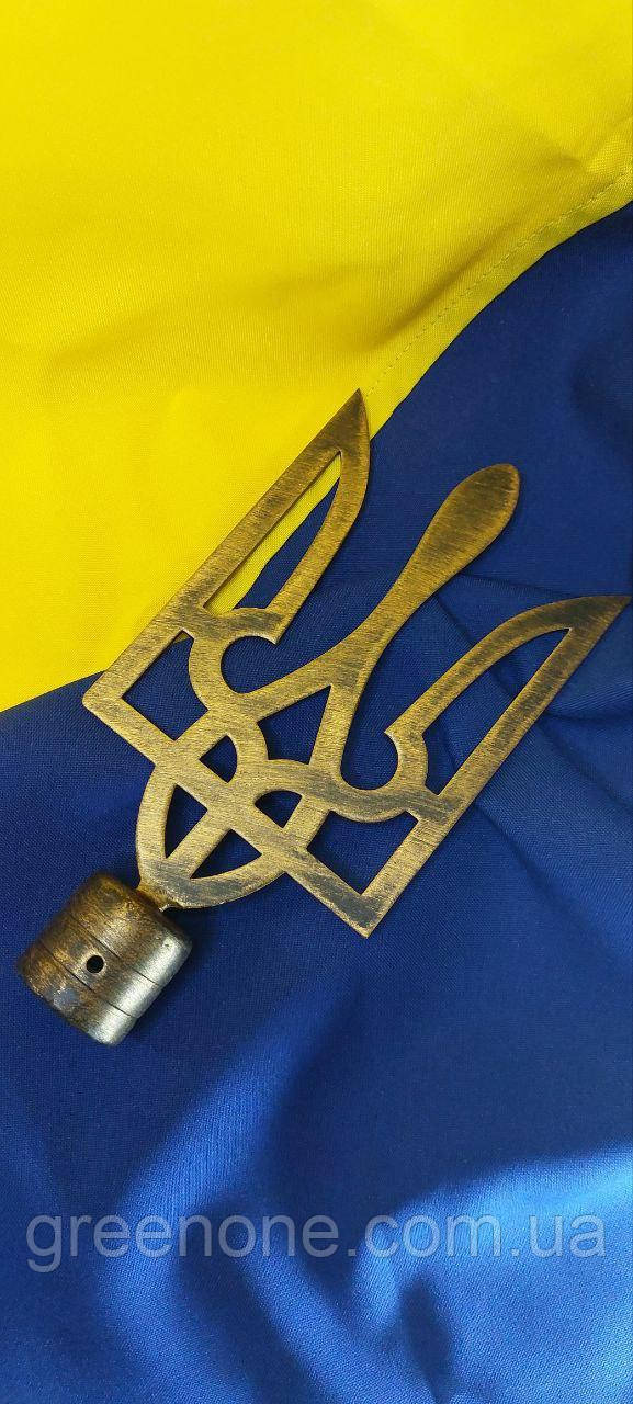 Металева навершня на прапор Герб Тризуб, наконечник сталевий для прапора, наконечник на флагшток для прапора 150х75, фото 1