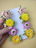 Квіти на заколках або резинках Набір Весняний Кульбаби кульбаба троянда Весенние заколки резинки подарок, фото 4