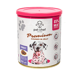 Pet Chef - Консервований корм для собак шматочки в желе з індичкою 415 г