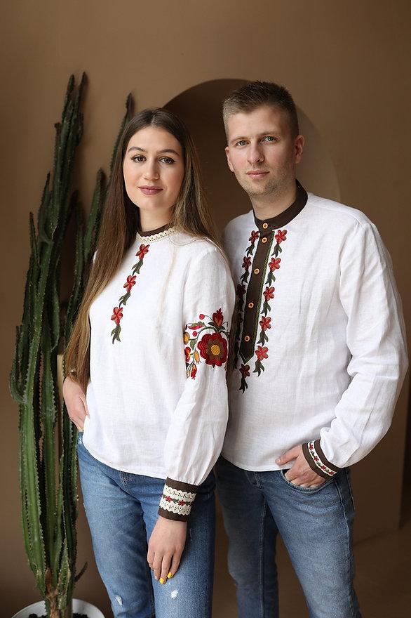 Парні вишиванки №8 білі гладдю