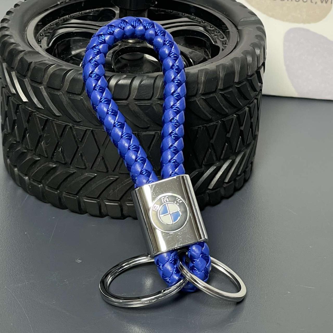 Брелок автомобільний "BMW", плетений, шкіра, синій, Брелок автомобильнный "БМВ", фото 1