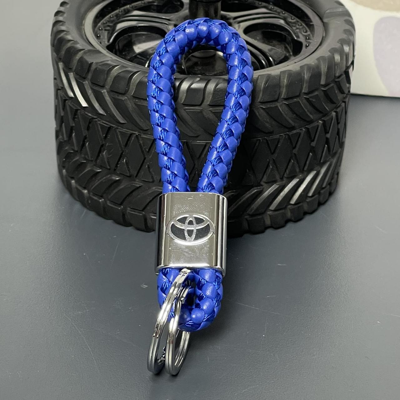 Брелок автомобільний "Toyota", плетений, шкіра, синій, Брелок автомобильнный "Тойота", фото 1