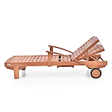 Шезлонг HECHT ERA з полицею для журналів, дерево Меранті, 195×72×30 см, фото 6