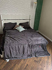 Велюрова постільна білизна Моніка з простинею на резинці Євро Графітовий, фото 3