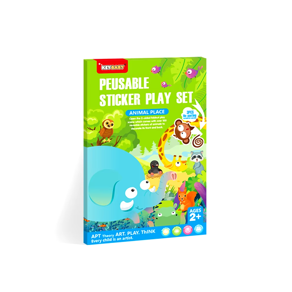 Набір багаторазових наліпок Keybaby із великою сценою для творчості, у кольорі Animals