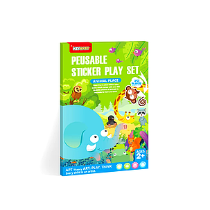 Набір багаторазових наліпок Keybaby із великою сценою для творчості, у кольорі Animals, фото 1