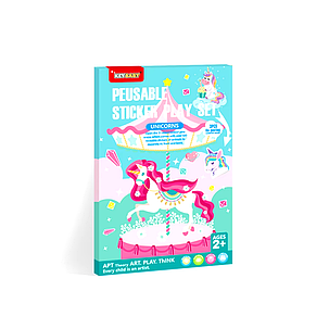 Набір багаторазових наклейок Keybaby з великою сценою для творчості, у кольорі Unicorn, фото 1