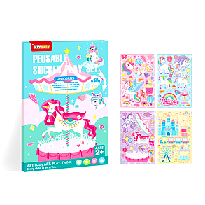 Набір багаторазових наклейок Keybaby з великою сценою для творчості, у кольорі Unicorn, фото 2