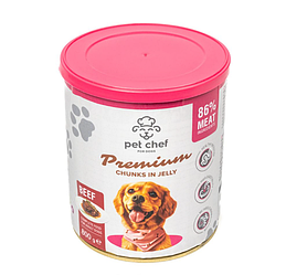 Pet Chef - Консервований корм для собак шматочки в желе з яловичиною 415 г