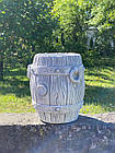 Садова ваза бочка для декору саду виготовлена з цементу, ручної роботи сіра 30 см, фото 8