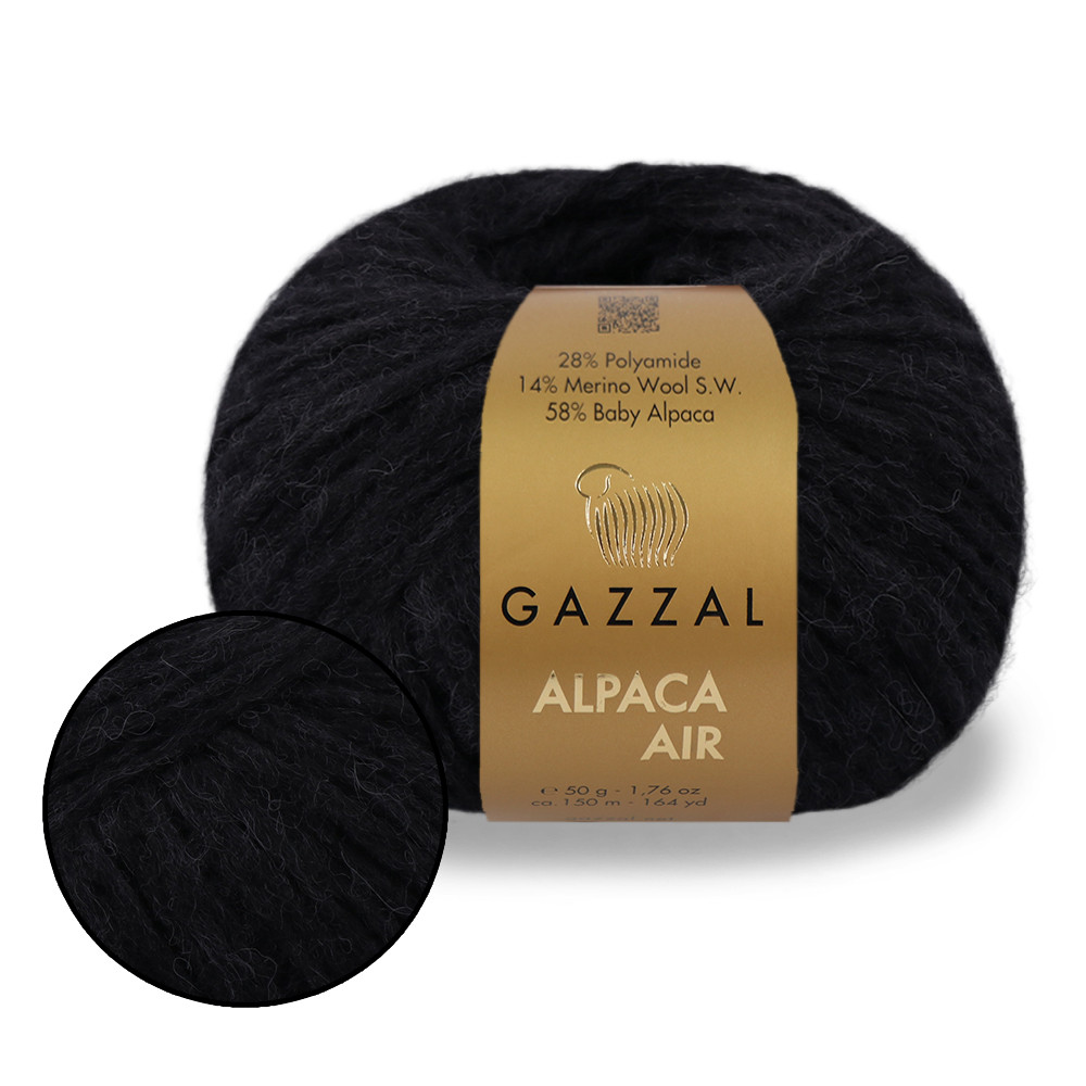 Gazzal Alpaca Air, Чорний No80, фото 1