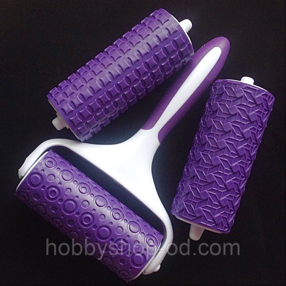 Набір текстурних валиків для мастики та тіста 3 а 1, фото 1