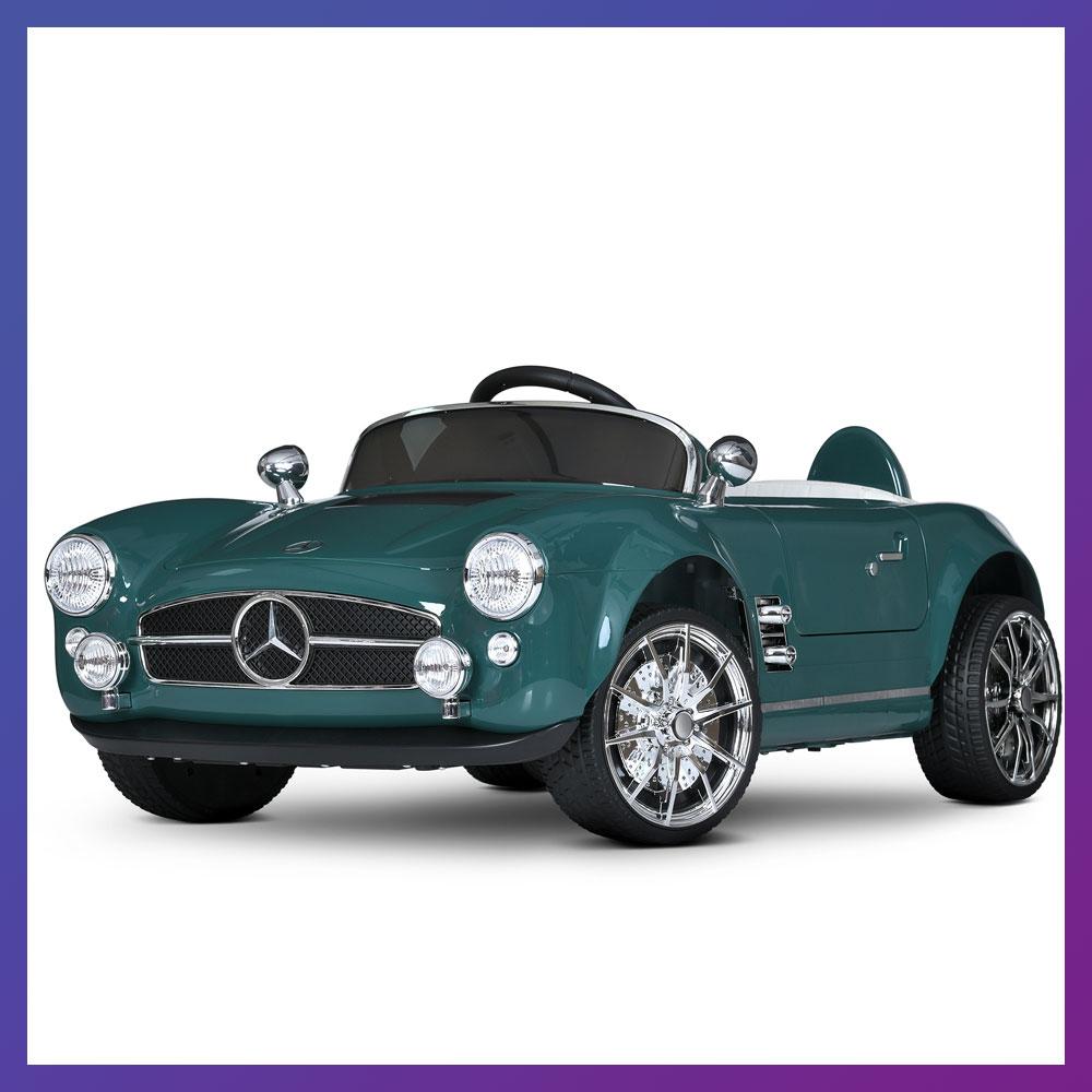 Дитячий електромобіль на акумуляторі Mercedes M 6040 з пультом р/к у стилі ретро для дітей 3-8 років Зелений, фото 1