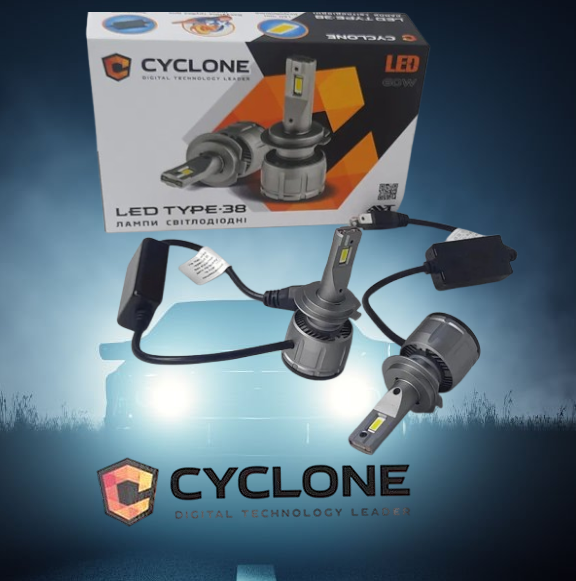 Світлодіодні лампи CYCLONE LED H7 6000 K 14000LM TYPE 38 2 шт. комплект