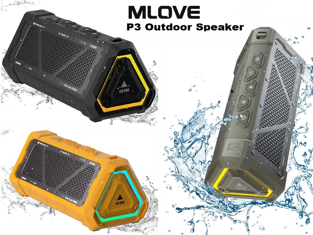 Портативна bluetooth-колонка MLOVE P3 (28W, 3600 mAh, RGB, IPX7, USB-C, Micro SD, BT 5.3, TWS, 12 годин)