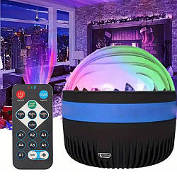 Нічник-проектор зоряного неба RGB + пульт ДК, від USB, AT-0 / Світлодіодна обертова лампа