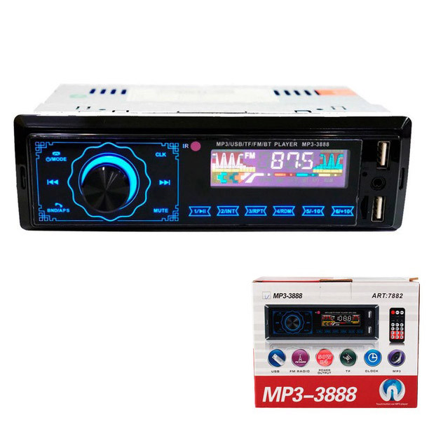 Автомагнітола MP3 3888 ISO 1DIN FM тюнер 4х50W чорний сенсорний дисплей