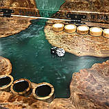 Нарди ручної роботи з натурального дерева та епоксидної смоли 60*60 см, фото 9