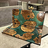 Нарди ручної роботи з натурального дерева та епоксидної смоли 60*60 см, фото 7