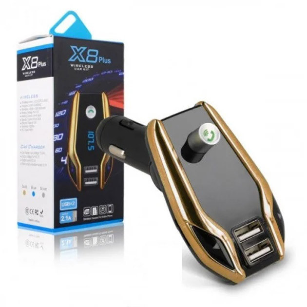 Автомобільний FM модулятор Bluetooth FM X8 plus