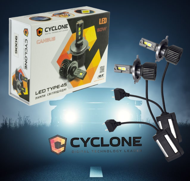 Світлодіодні лампи CYCLONE LED H4 6000 K 12000 Lm type 45