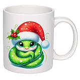 Чашка з друком "Новорічна змія" 330мл (колір білий) (21608), фото 2