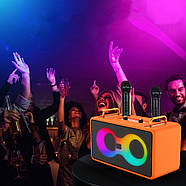 Музична колонка з двома бездротовими мікрофонами SP-240924-2 RGB Bluetooth, фото 5