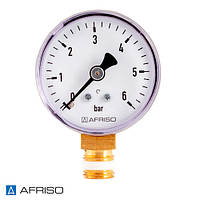 Манометр для тиску води AFRISO RF на 6 бар з нижнім підключенням 1/4" Ø63 мм 63513