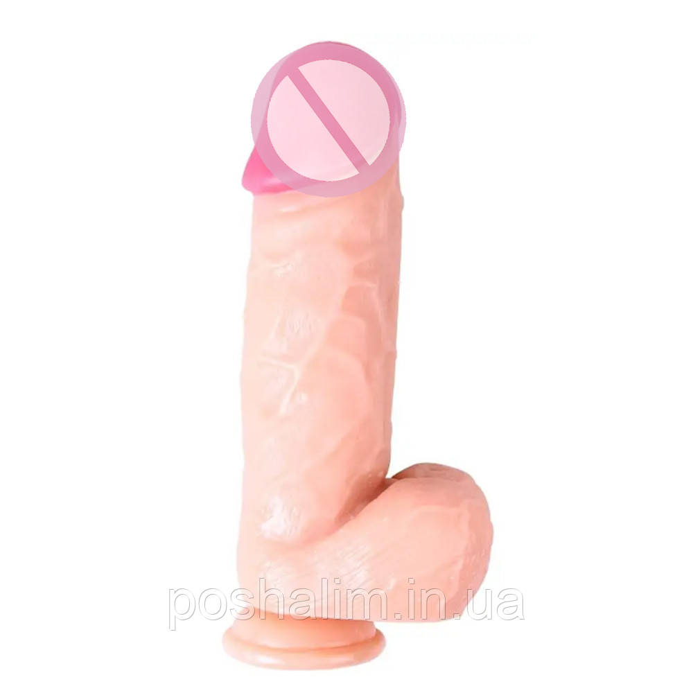 Фалоїмітатор реалістичний з яєчними ялинками на присоску Chisa Ballsy Super Cock, бежевий, фото 1