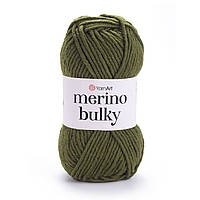 Yarnart MERINO BULKY (Мерино Булки) № 530 хаки (Пряжа напіввовняна, нитки для в'язання)