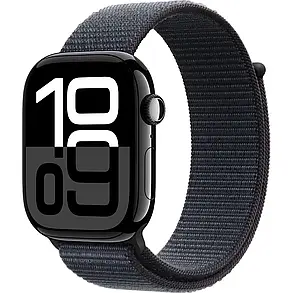 Apple Watch Series 10 GPS 46mm Jet Black Aluminum Case with Ink Sport Loop MWWR3, фото 3